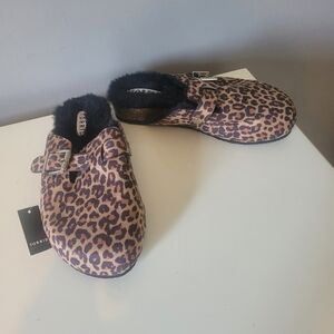 Torrid Leopard Print Faux Fur Lined Open Back Flats, BNWT, Size 6